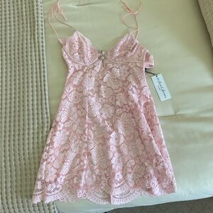 For love and lemons pink lace mini dress XS